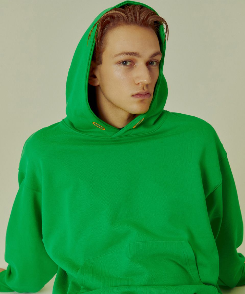 NOHANT노앙 OVERSIZED EMBROIDERY HOODIE GREEN