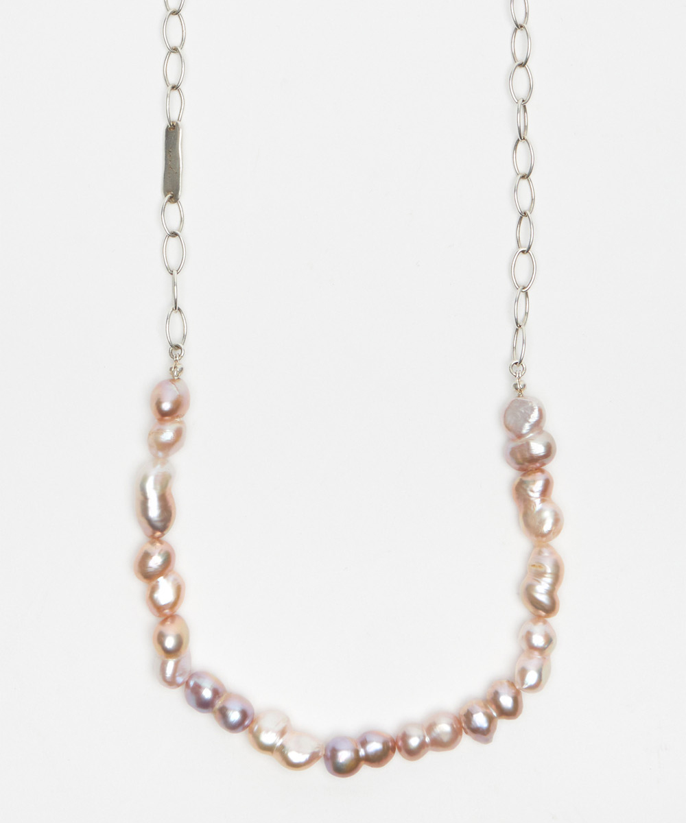 YOUTH유스 SS23 Rose Freshwater Pearl Necklace Silver
