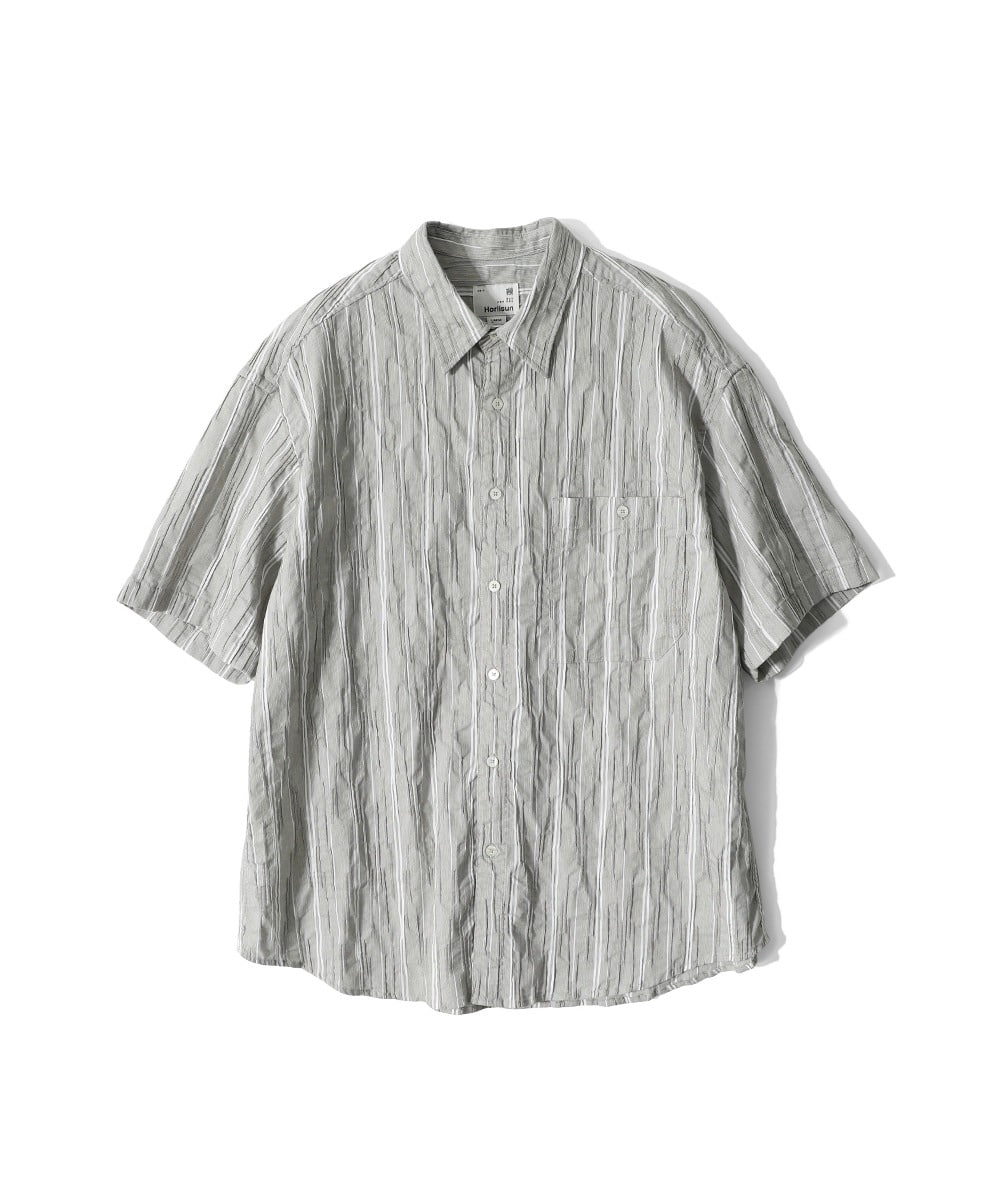 HORLISUN홀리선 Perth Dobby Stripe Short Sleeve Shirt Olive